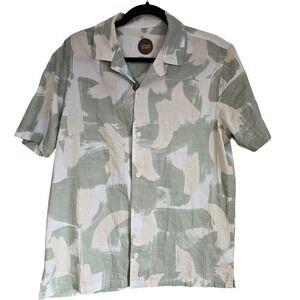 🆕️ *NWT* Common People Abstract Brushstroke Camp‎ Shirt Green White - Medium